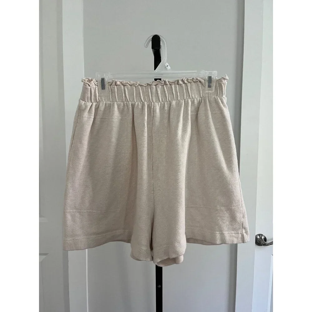 Free People Beach Cotton Linen Blend Shorts Size L - Picture 2 of 9